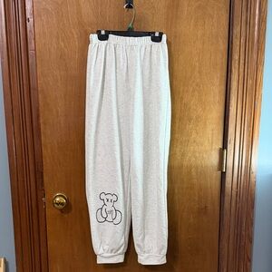 SHEIN Light Gray Kids Sweatpants with Bear Design